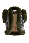 Louche Women's Dominica Beetlejuice Jacquard Faux Fur Trimmed Waistcoat In Green