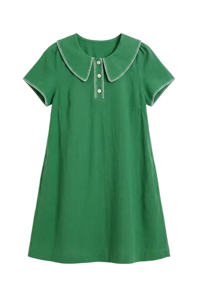 Louche Women's Dot Blanket Stitch A-line Mini Dress - Green