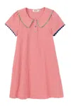 Louche Women's Dot Gingham Ric Rac Trim Statement Collar Mini Dress - Red