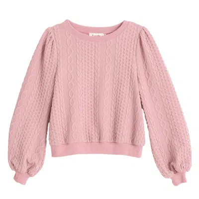 Louche Women's Ellie Cable Quilt Puff Sleeve Sweatshirt - Blush Pink