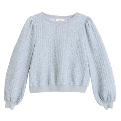 Louche Women's Ellie Cable Quilt Puff Sleeve Sweatshirt - Marl Grey In Blue