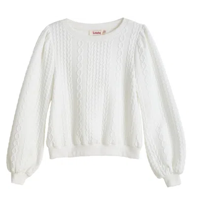 Louche Women's Ellie Cable Quilt Puff Sleeve Sweatshirt - White