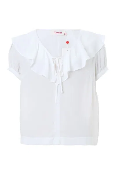 Louche Women's Eloise Moss Crepe Frill Collar Blouse - Off White