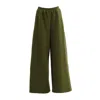 Louche Women's Flory Scallop Quilt Wide Leg Trouser - Moss Green In Green