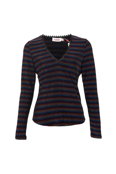 Louche Women's Gold / Black Maeko Sparkle Stripe V-neck Top - Gold In Gold/black