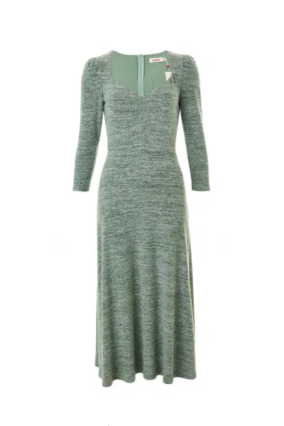 Louche Women's Green Ambrose  Soft Marl Sweetheart Neck Midi Dress