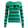 Louche Women's Green Bly Bow Intarsia Striped Jumper – Navy In Green