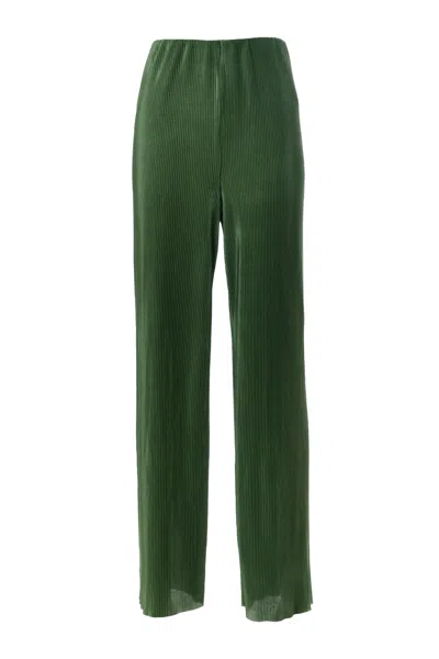 Louche Women's Green Clothide Pleated Wide Leg Trousers - Sage