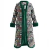 Louche Women's Green Delphia Seventies Patch Jacquard Fur Trim Coat – Multicoloured In Green
