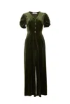 Louche Women's Green Lyes Velvet Short Sleeved Jumpsuit - Sage In Green
