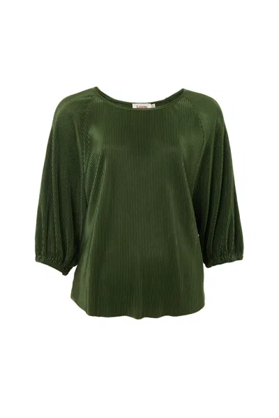 Louche Women's Green Mayanna Pleat Sleeve Top - Sage