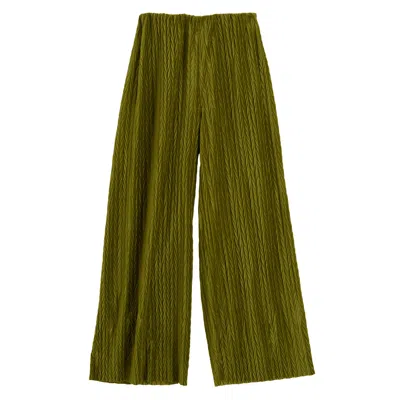 Louche Women's Green Melvin Velvet Pleat Trouser - Kiwi