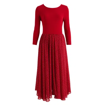 Louche Women's Huxley Raindrop Jersey Top Printed Circle Skirt Midaxi Dress - Red