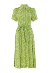 Louche Women's Inesa Negative Floral Print Short Sleeve Midi Shirtdress - Green