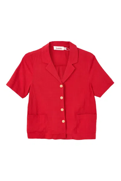 Louche Women's Kit Linen Mix Two Pocket Short Sleeve Shirt - Red