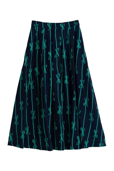 Louche Women's Lizea Tie Up Midi Skirt - Navy In Blue