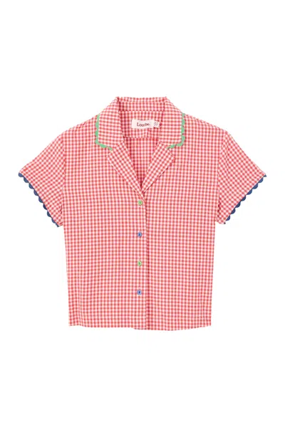Louche Women's Marika Gingham Ric Rac Trim Resort Shirt - Red