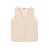 LOUCHE WOMEN'S NEUTRALS JAKSON SUSTAINABLE SATIN BACK CREPE WAISTCOAT - CAMEL