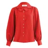 Louche Women's Octavia Crepe Petal Collar Blouse- Red In Red