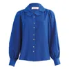 Louche Women's Octavia Crepe Petal Collar Shirt - Blue In Blue