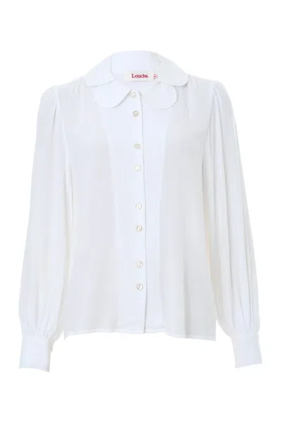 Louche Women's Octavia Moss Crepe Petal Collar Off-white Blouse