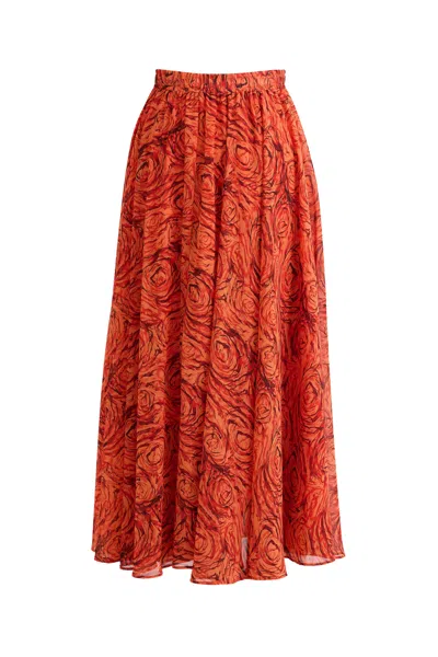 Louche Women's Orange Agatha Rosechild Full Circle Midi Skirt – Apricot