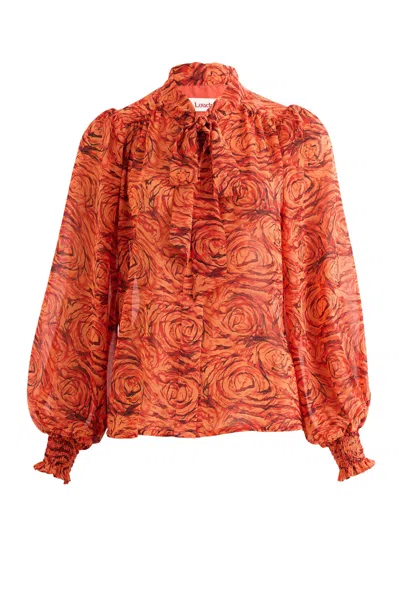 Louche Women's Orange Boo Rosechild Tie Neck Blouse – Apricot In Red