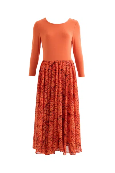 Louche Women's Orange Huxley Rosechild Jersey Top Circle Skirt Midi Dress - Apricot