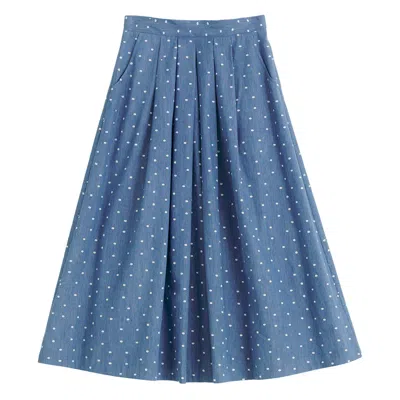 Louche Women's Pasadena Flower Dot Blue Midaxi Skirt