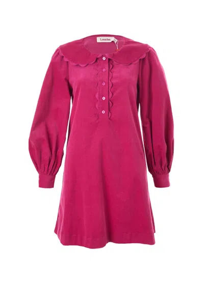 Louche Women's Pink / Purple Bonny Baby Cord Long Sleeve Mini Dress - Pink In Pink/purple