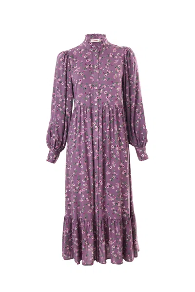 Louche Women's Pink / Purple Bricia Naïve Posy Print Tiered Midi Dress - Violet In Pink/purple