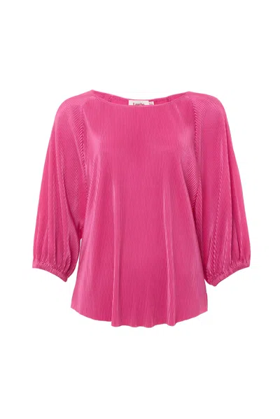 Louche Women's Pink / Purple Mayanna Pleat Sleeve Top - Pink In Pink/purple