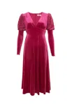 Louche Women's Pink / Purple Moa Velvet V-neck Midi Dress - Pink In Pink/purple