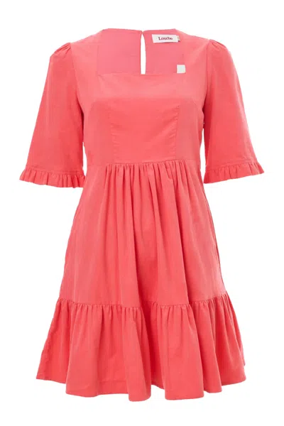 Louche Women's Pink / Purple Sassa Lightweight Baby Cord Tiered Mini Dress - Apricot In Pink/purple