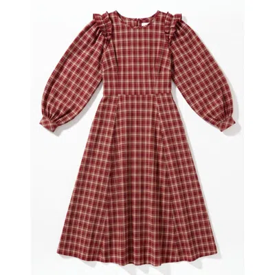 Louche Women's Red Maisie Shadow Check Long Sleeve Dress - Russet