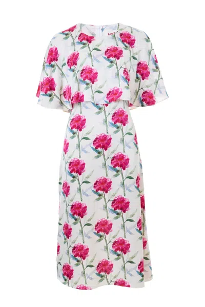 Louche Women's Rosso Loveflower Print Cape Midi Dress