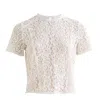 Louche Women's Rufaro Lace Trim Short Sleeve Blouse - Off White In White