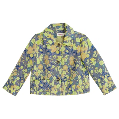 Louche Women's Salut Fairytale Jacquard Cropped Jacket - Yellow In Blue