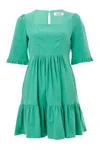 Louche Women's Sassa Lightweight Baby Cord Tiered Mini Dress - Green In Green