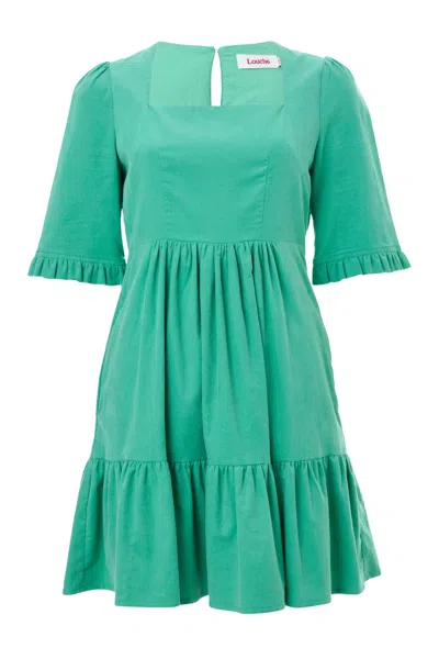 Louche Women's Sassa Lightweight Baby Cord Tiered Mini Dress - Green