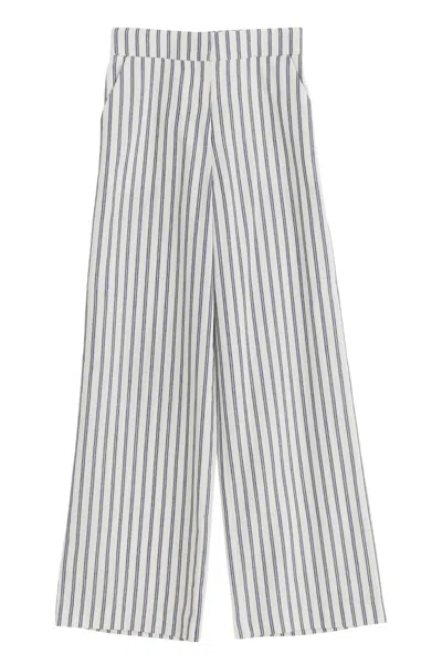 Louche Women's Tilde Ticking Stripe Straight Cut Trouser - White And Navy In Multi