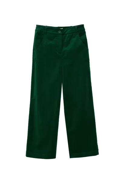 Louche Women's Tim Baby Cord Straight Cut Trousers - Dark Green