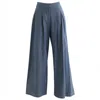 Louche Women's Tyler Chambray Wide Leg Trouser - Dark Grey In Gray