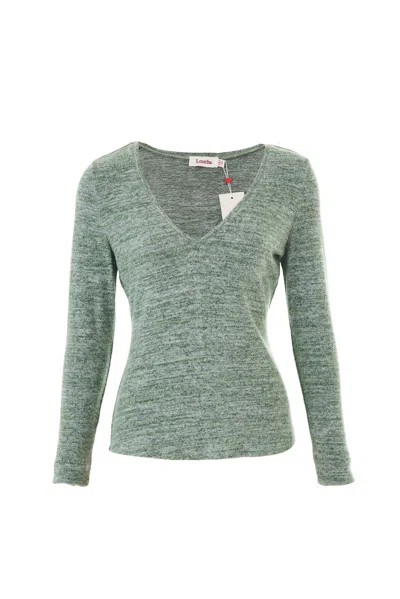 Louche Women's Vinita Soft Marl V-neck Long Sleeve Top - Green