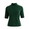 Louche Women's Vista Sustainable Marl Short Sleeve Polo Neck Top - Green In Green