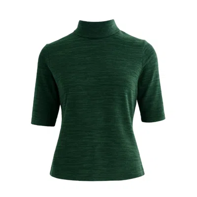 Louche Women's Vista Sustainable Marl Short Sleeve Polo Neck Top - Green