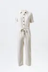 Louche Women's White Justin Linen Mix Short Sleeve Jumpsuit - Natural