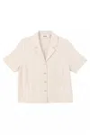 Louche Women's White Kit Linen Mix Two Pocket Short Sleeve Resort Shirt - Natural