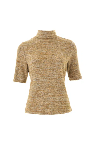 Louche Women's Yellow / Orange Vista Soft Marl Polo Neck Short Sleeve Top - Mustard In Yellow/orange