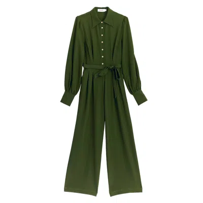 Louche Women's Yves Long Sleeve Jumpsuit - Moss Green